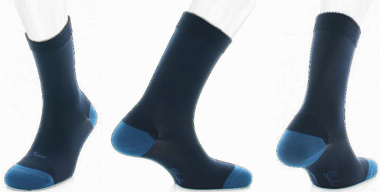 chaussette en soie Berthe au grands pieds collection hiver 2018 marine, talon et pointe bleus