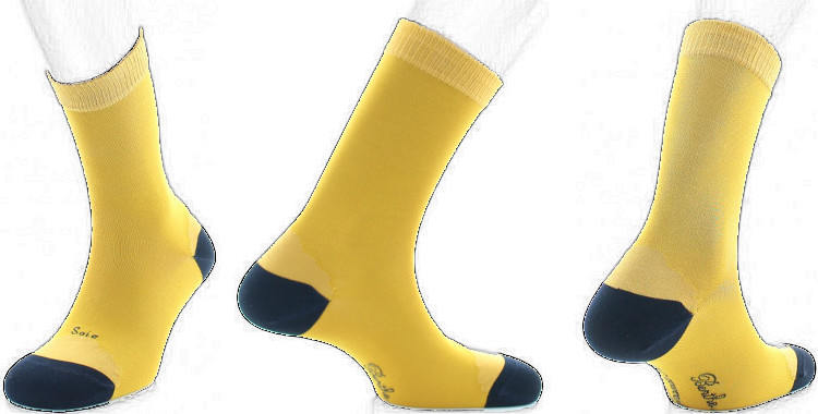 chaussette en soie Berthe au grands pieds collection hiver 2018 jaune, talon et pointe noirs