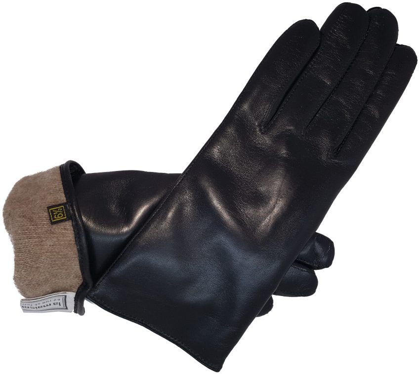 différentes tailles disponibles Navaris gants tactiles pour femme Paire gant en cuir agneau avec doublure en cachemire noir