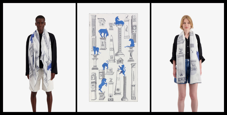 foulard paréo, colonnes et obeliques