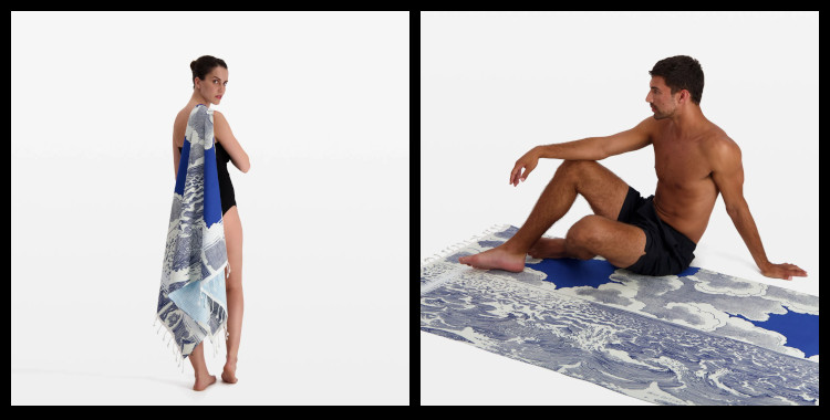 fouta inouiEditions, en coton, le ciel, les nuages et la mer