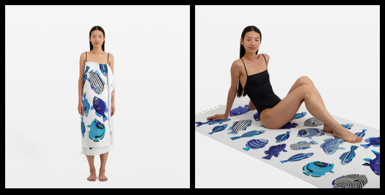 La Fouta Inoui Éditions Les Poissons, en Bleu