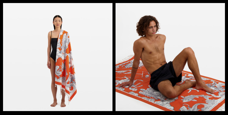 fouta inoui, en coton, Astrologie, les signes du zodiaque, le soleil, en orange