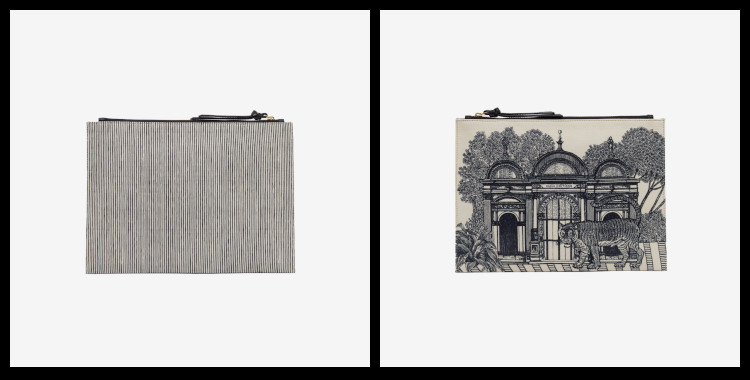 Pochette, en coton Inoui Editions, Mirage.                                                          Dimensions : 27 x 19 cm.