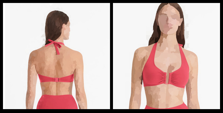 Maillot de bain Eres, bikini, soutien gorge triangle emboitant Dédicace, en coloris rouge Corail.