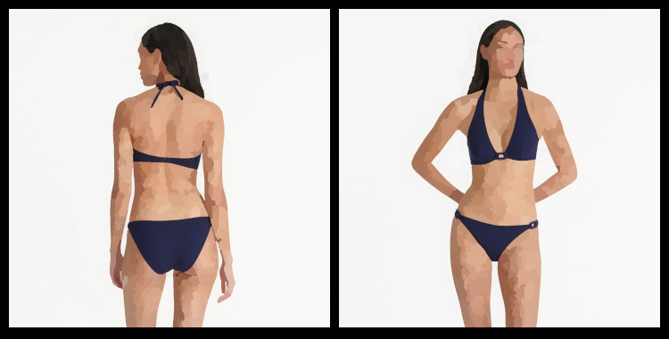 Maillot de bain Eres, bikini, soutien gorge triangle Navire, culotte Abordage, en coloris bleu marine Nautique.