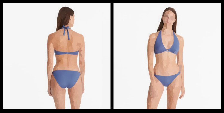 Maillot de bain Eres, bikini, soutien gorge triangle Navire, culotte Abordage, en coloris bleu Sirène.