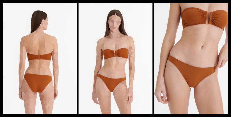 Maillot de bain Eres, bikini, soutien gorge bandeau Show, culotte Fripon, en coloris marron Écorce.