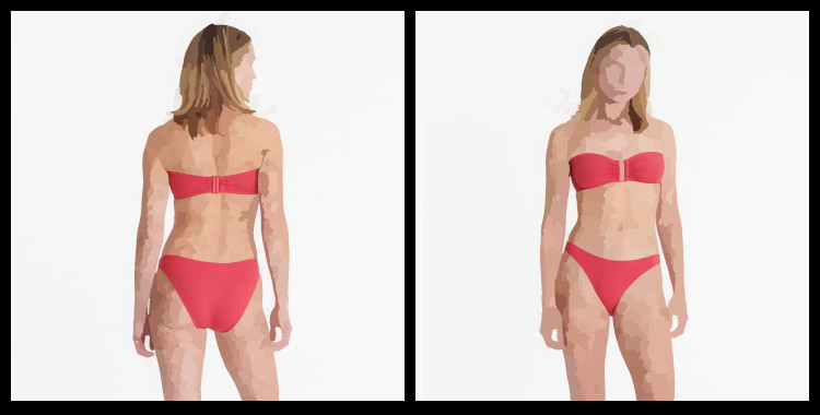 Maillot de bain Eres, bikini, soutien gorge bandeau Show, culotte Fripon, en coloris rouge Corail.