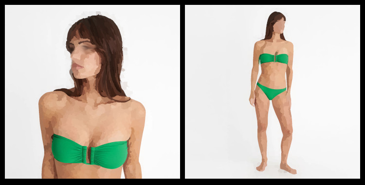 Maillot de bain Eres, bikini, soutien gorge bandeau Show, culotte Fripon, en coloris vert Fou.