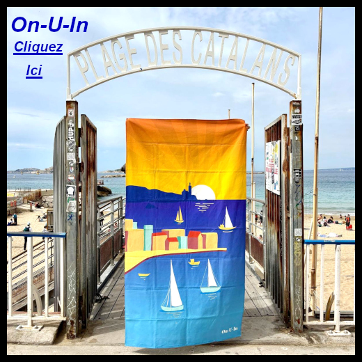 La marque marseillaise On-U-In, fabrique en France ses foutas, ses sacs, ses pochettes, ses coussins. Lien vers la page web de On-U-In.