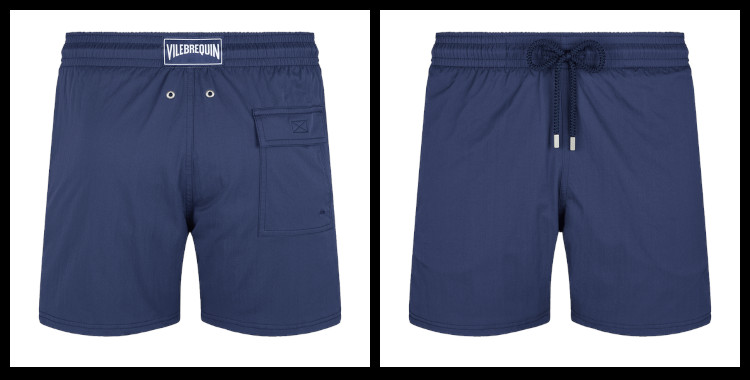 Ce short de bain Moorise, stretch Vilebrequin, homme, ceinture élastique avec cordon, en coloris bleu marine.