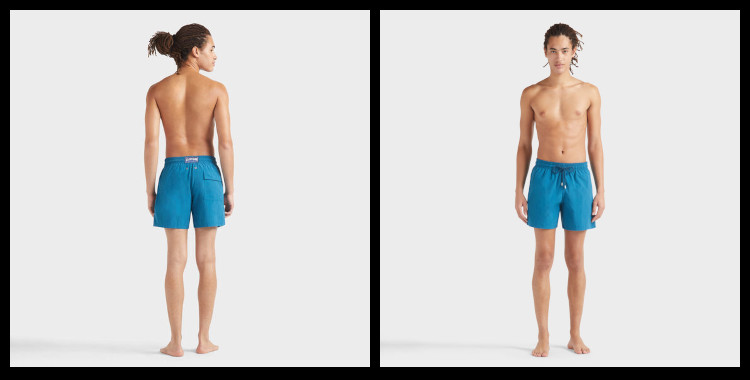 short de bain Vilebrequin, homme, ceinture élastique avec cordon, en coloris bleu canard, paon.