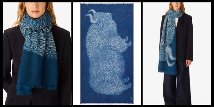 Foulards, en laine, Inoui Éditions, Walter, bleu.