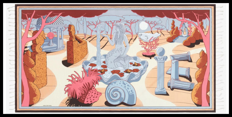 Fouta, inoui éditions représente un jardin, en corail.