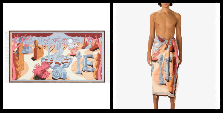 fouta inoui éditions, représenteun jardin, en corail.