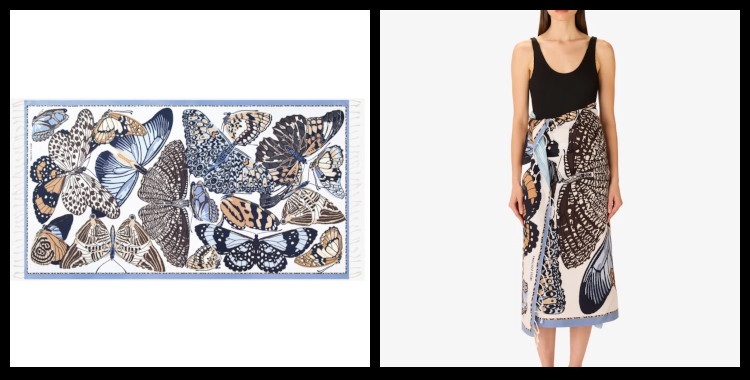 Fouta, inoui éditions représente les papillons, en beige.