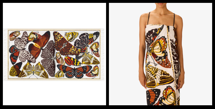 Fouta, inoui éditions représente les papillons, en rose nude.